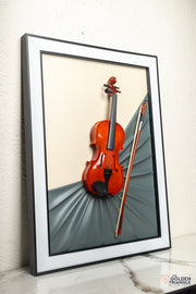 Blues 3D Violin Wall Art Frame - Brown