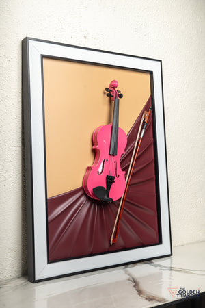 Blues 3D Violin Wall Art Frame - Pink