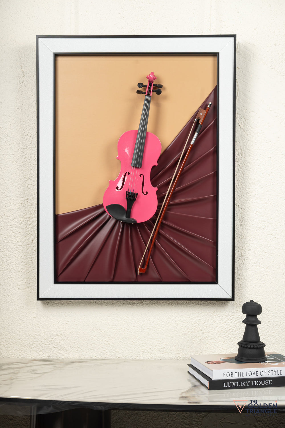 Blues 3D Violin Wall Art Frame - Pink