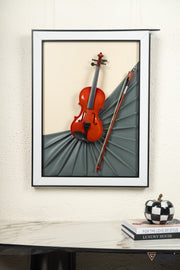 Blues 3D Violin Wall Art Frame - Brown