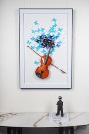 Serenade 3D Violin Wall Art Frame - Blue