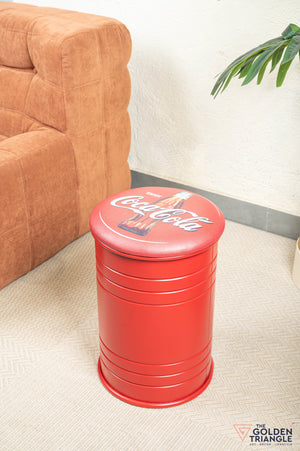 Barrel Pouffe with Storage - Coca Cola