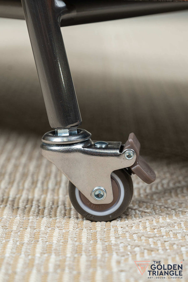 Esla Adjustable Side Table with Lockable Wheels - Greige