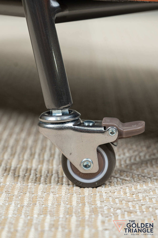 Esla Adjustable Side Table with Lockable Wheels - Greige