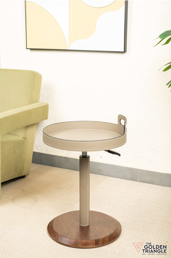 Esla Adjustable Side Table with Lockable Wheels - Greige