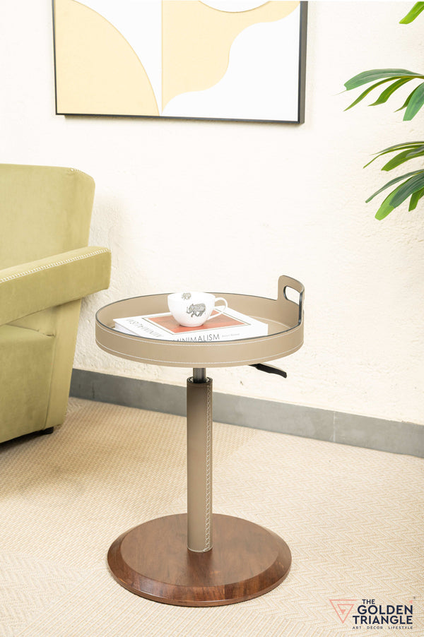 Esla Adjustable Side Table with Lockable Wheels - Greige