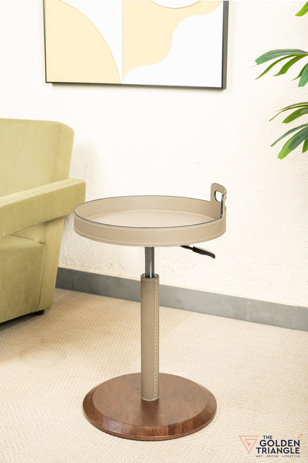 Esla Adjustable Side Table with Lockable Wheels - Greige