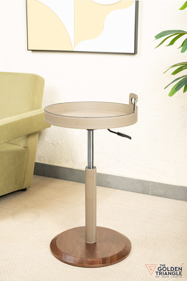 Esla Adjustable Side Table with Lockable Wheels - Greige