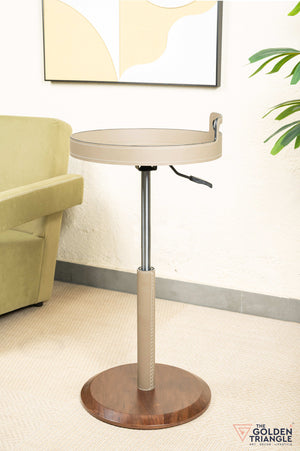 Esla Adjustable Side Table with Lockable Wheels - Greige