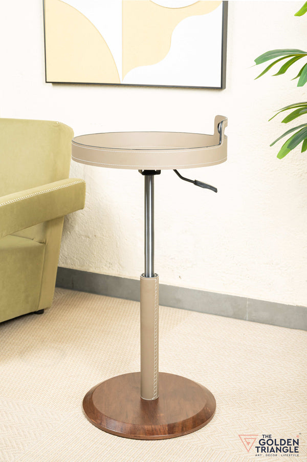 Esla Adjustable Side Table with Lockable Wheels - Greige