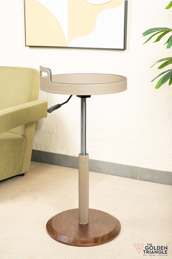 Esla Adjustable Side Table with Lockable Wheels - Greige