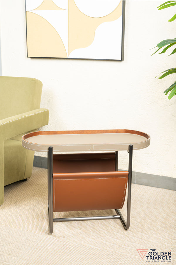 Bastien Faux Leather Magazine Side Table