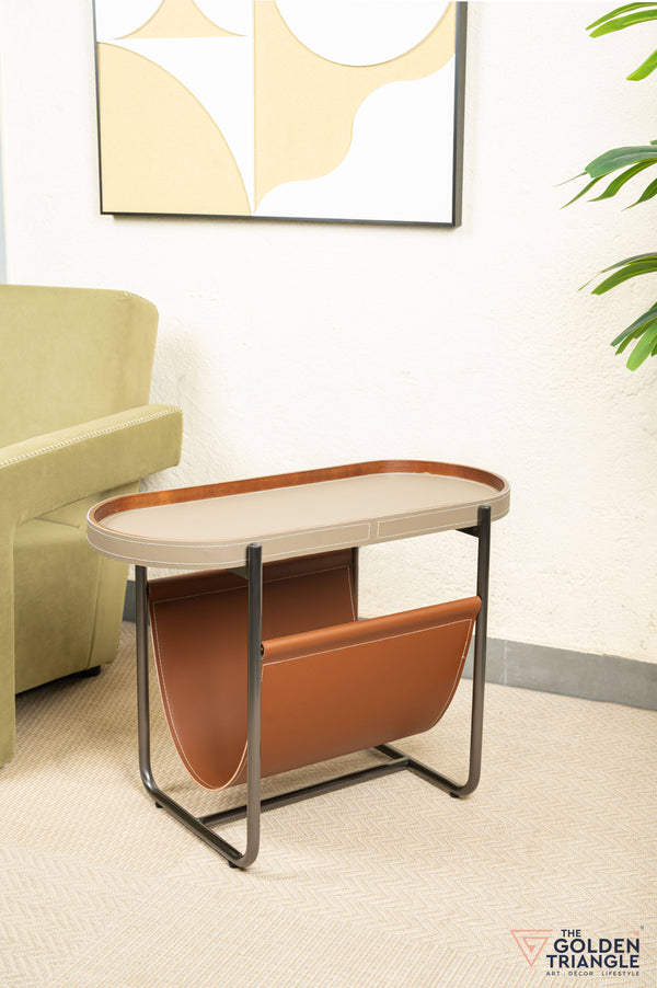 Bastien Faux Leather Magazine Side Table