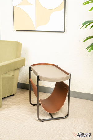 Bastien Faux Leather Magazine Side Table