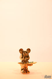Rocco Electroplated Bear holding a Tray - Rose Gold