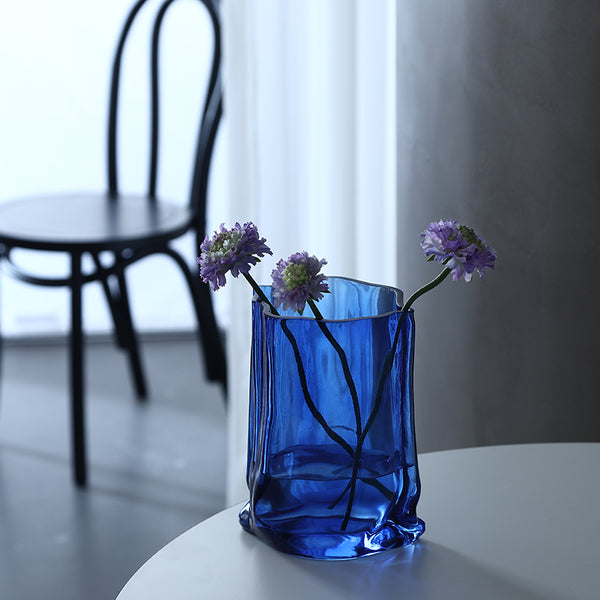 Edge Glass Vase - Royal Blue