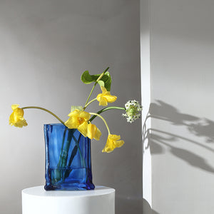 Edge Glass Vase - Royal Blue