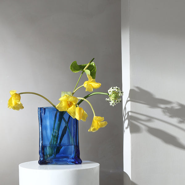Edge Glass Vase - Royal Blue