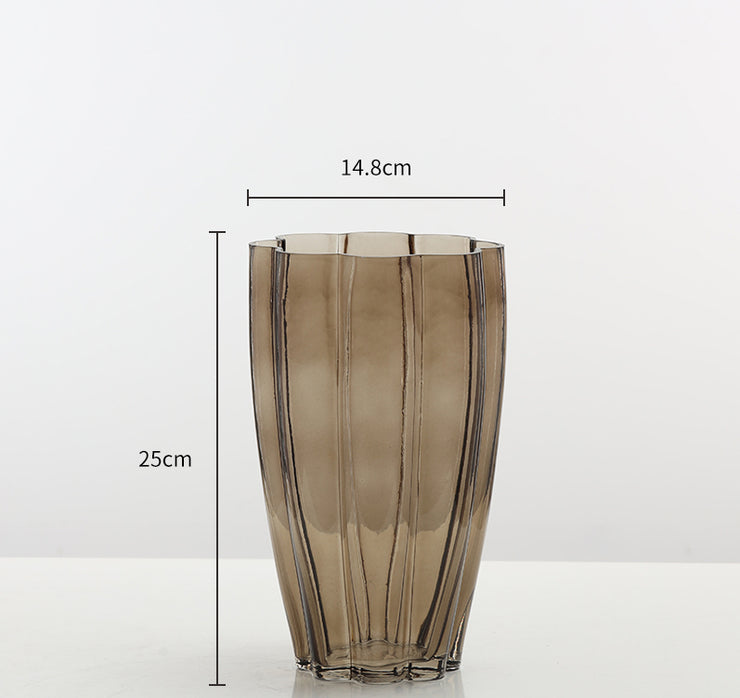 Graceful Ridges Glass Vase - Wide