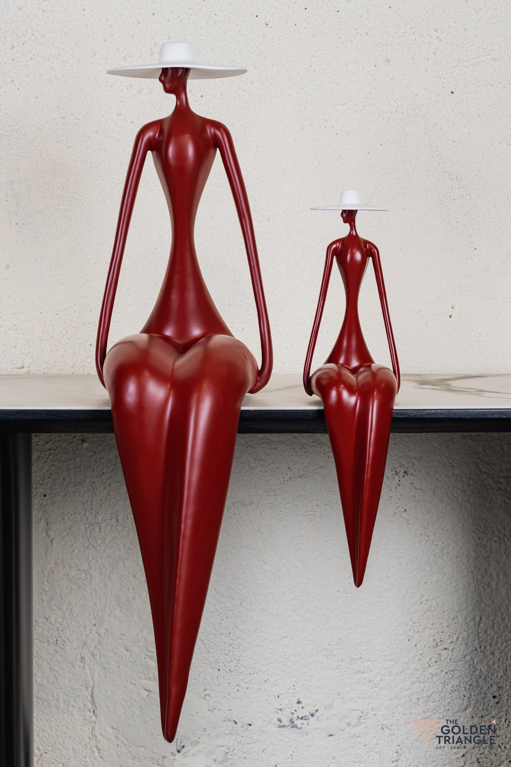 Amora Sitting Lady Sculpture - Red