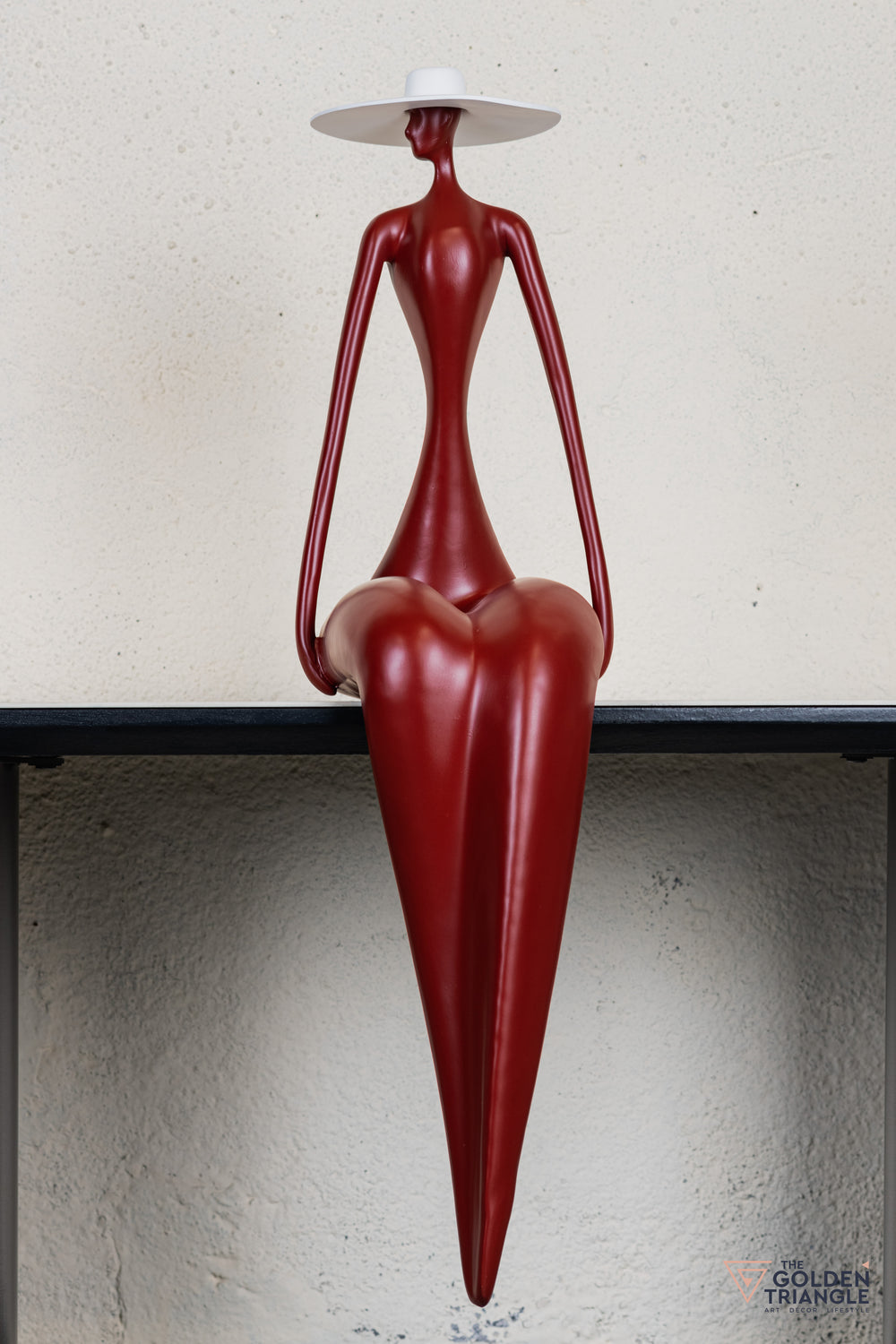 Amora Sitting Lady Sculpture - Red