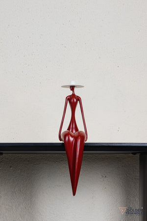 Amora Sitting Lady Sculpture - Red