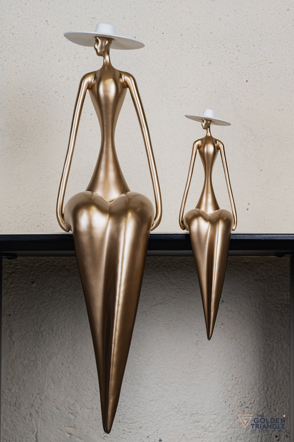 Amora Sitting Lady Sculpture - Gold