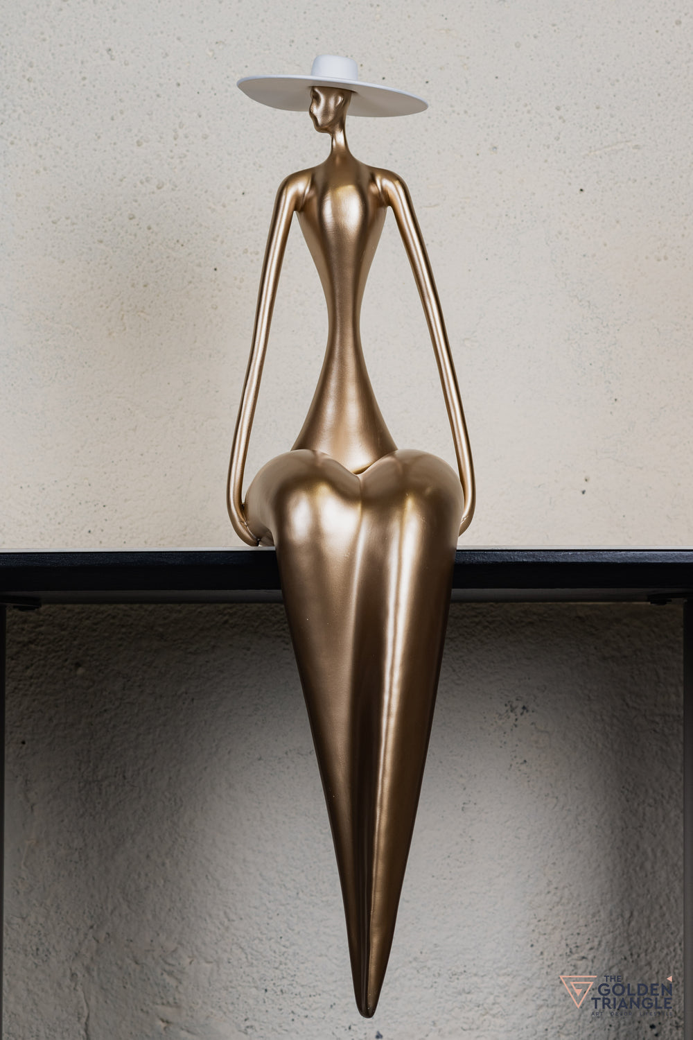 Amora Sitting Lady Sculpture - Gold
