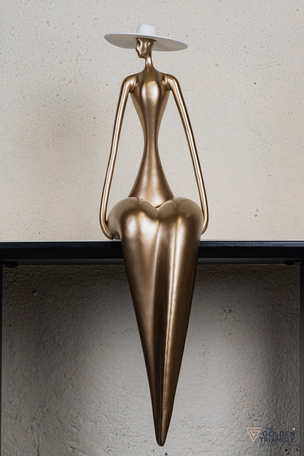 Amora Sitting Lady Sculpture - Gold