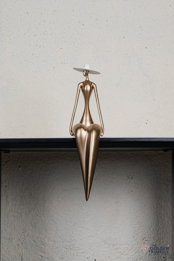 Amora Sitting Lady Sculpture - Gold