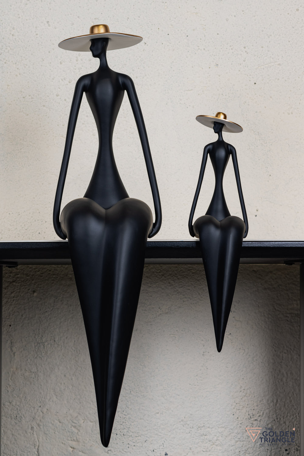 Amora Sitting Lady Sculpture - Black