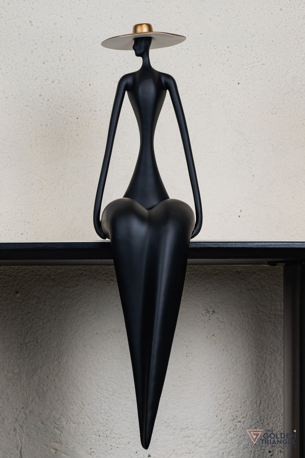 Amora Sitting Lady Sculpture - Black