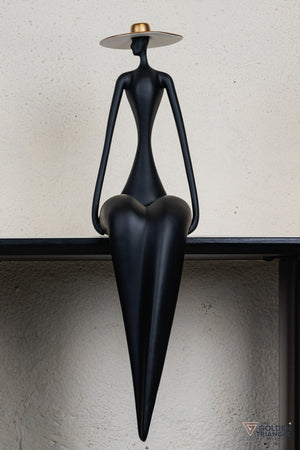 Amora Sitting Lady Sculpture - Black