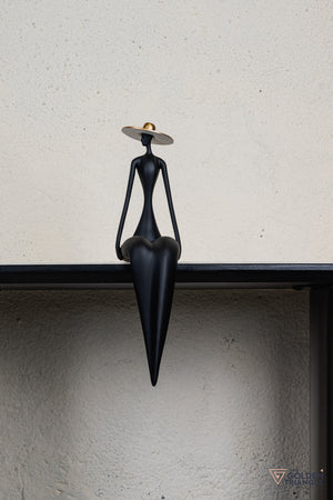 Amora Sitting Lady Sculpture - Black