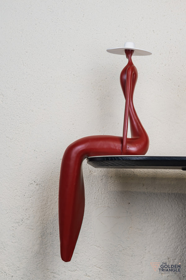 Amora Sitting Lady Sculpture - Red