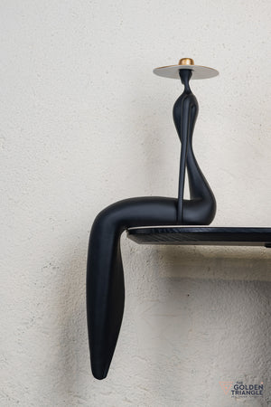 Amora Sitting Lady Sculpture - Black