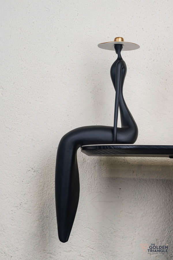 Amora Sitting Lady Sculpture - Black