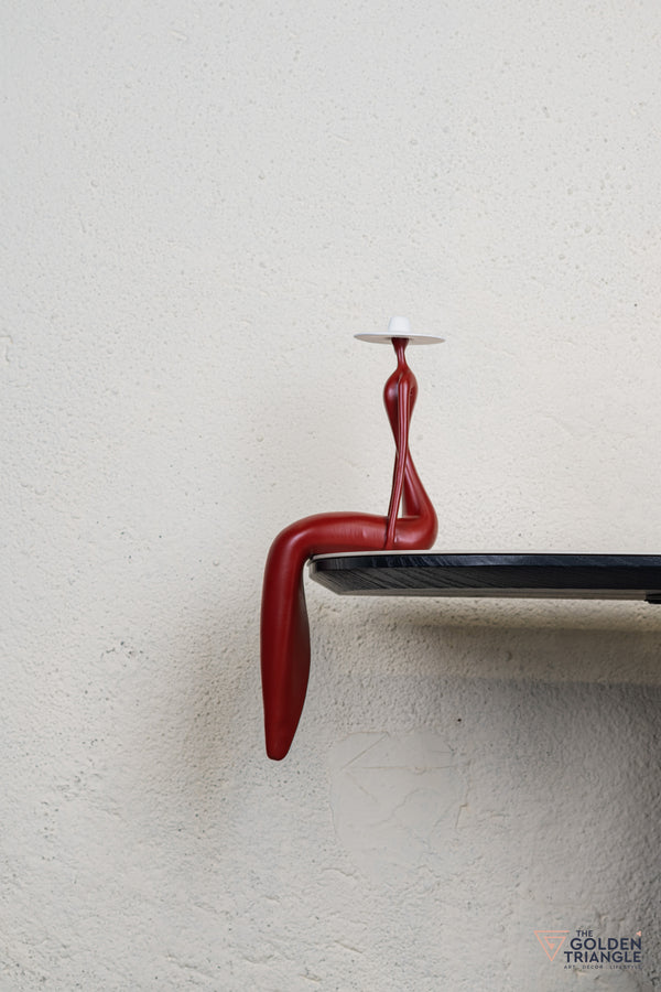 Amora Sitting Lady Sculpture - Red