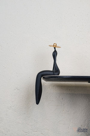 Amora Sitting Lady Sculpture - Black