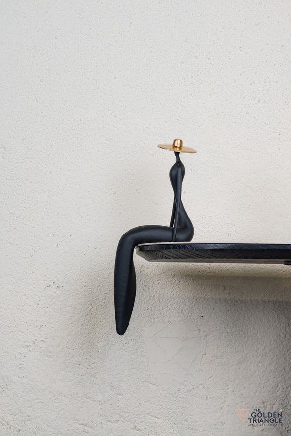 Amora Sitting Lady Sculpture - Black