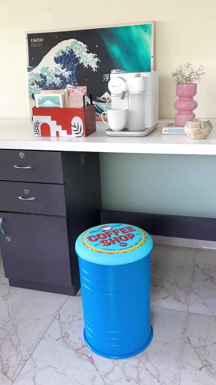 Barrel Pouffe with Storage - Coca Cola