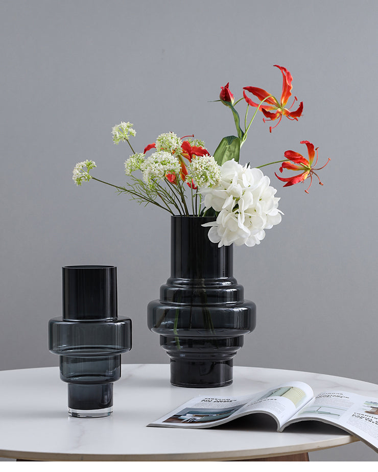 Ringed Radiance Glass Vase