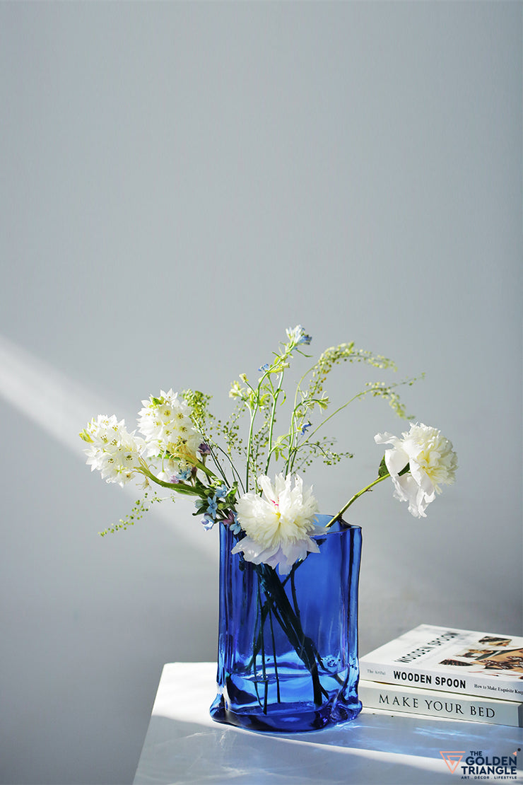 Edge Glass Vase - Royal Blue