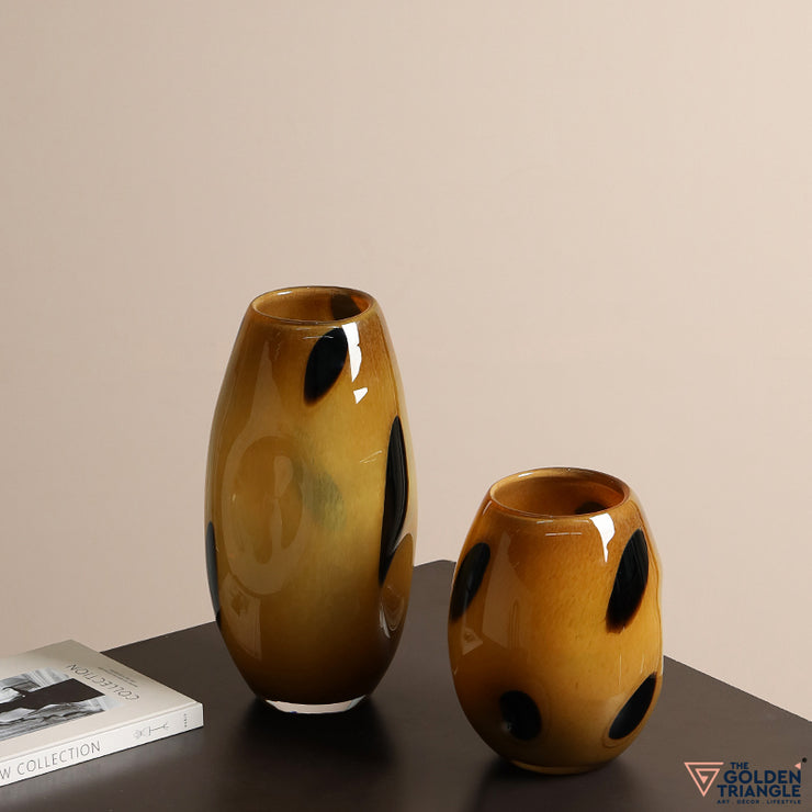 Spotlight Dimpled Polka Dot Glass Vase - Ochre