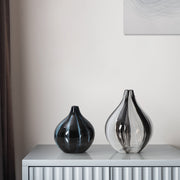 Stripe Swirl Glass Vase - Black & White