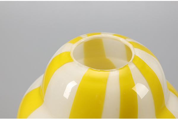Stripey Treats Glass Vase - Yellow