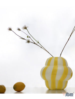 Stripey Treats Glass Vase - Yellow