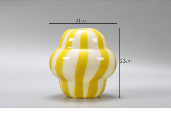 Stripey Treats Glass Vase - Yellow