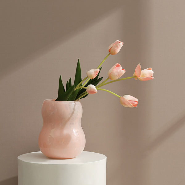 Springtime Sprig Glass Vase - Baby Pink
