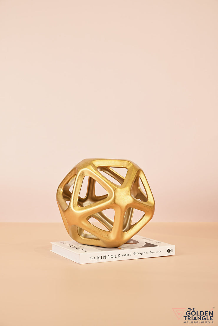 Geometric Cutout Sphere - Gold - Big